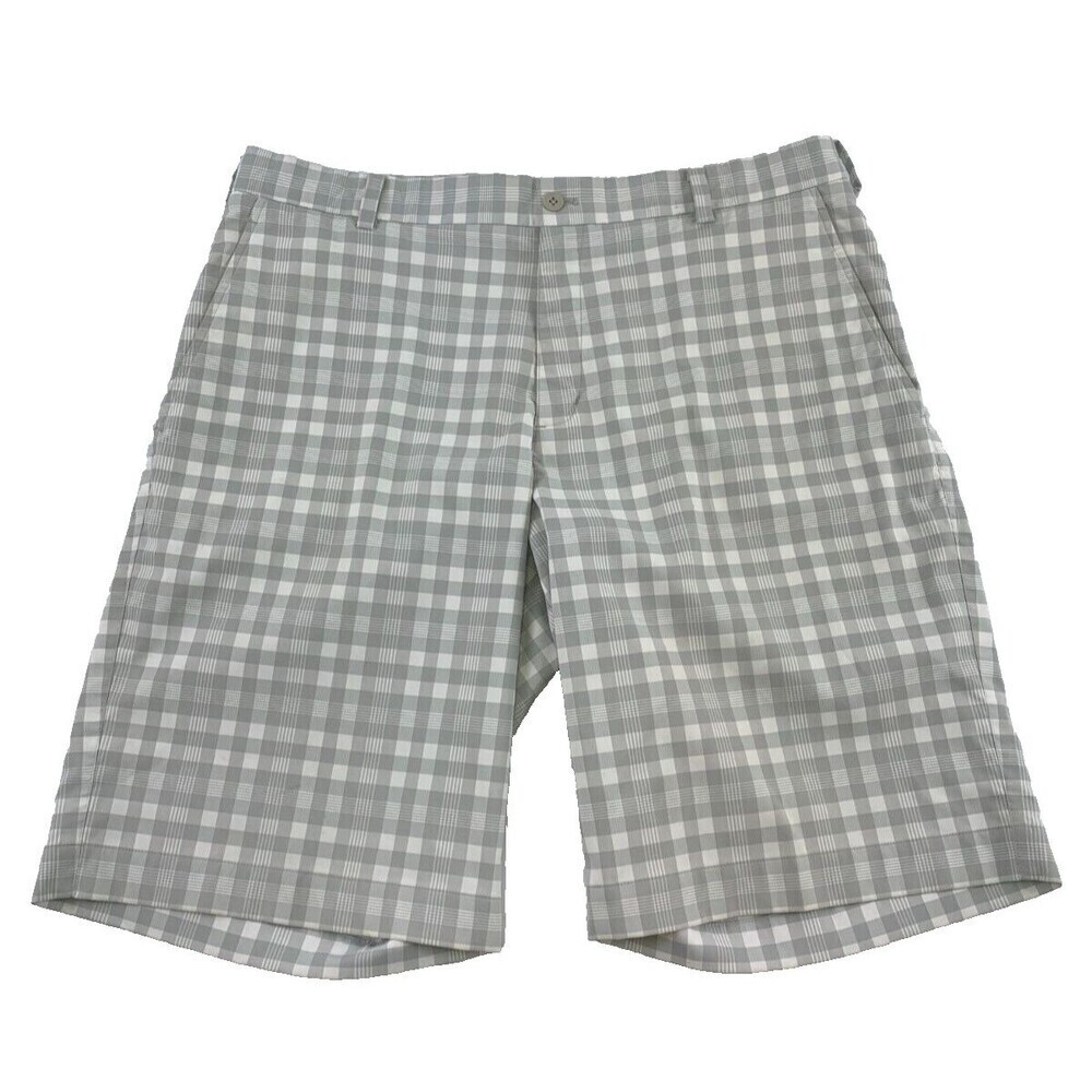 Nike Golf Shorts Gray White Plaid Dri-Fit Active Lightweight 452712 Mens 35
